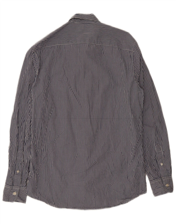 Benetton Mens Shirt Medium Blue Gingham Cotton