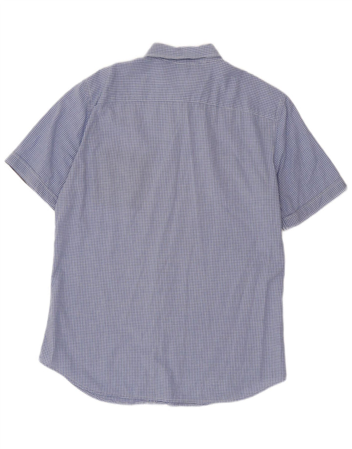 Benetton Mens Short Sleeve Shirt Medium Blue Check