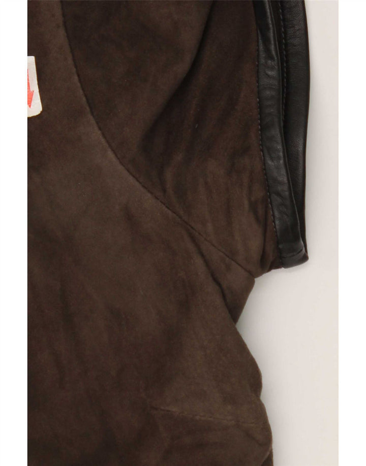 Vintage Womens Suede Shift Dress IT 44 Medium Brown