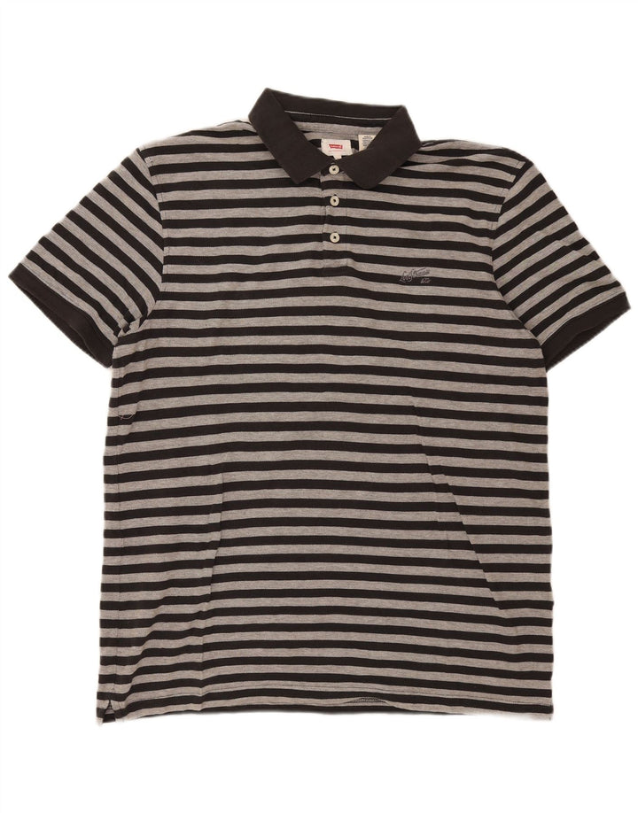 Levi's Mens Polo Shirt XL Black Striped