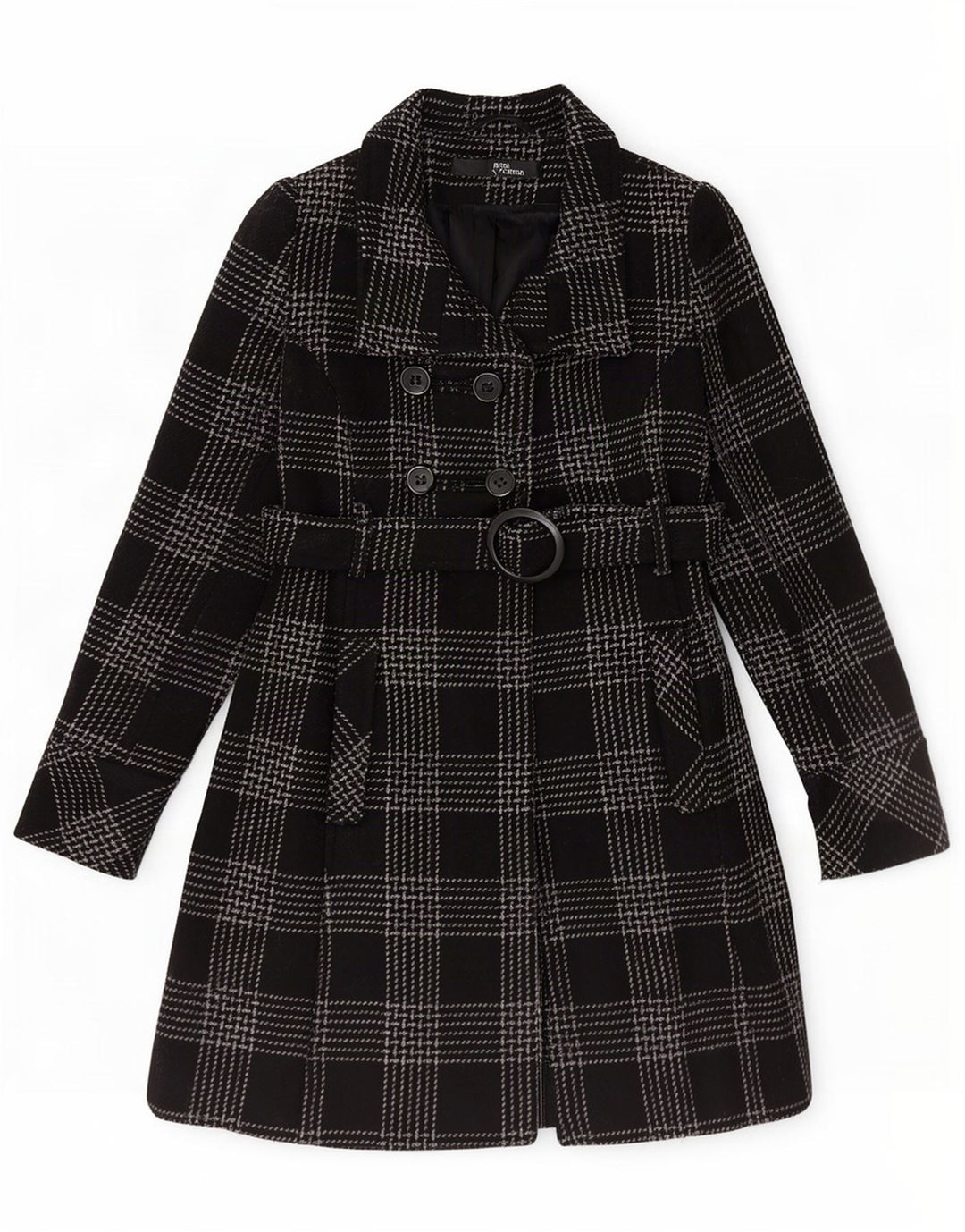 Jane Norman Womens Double Breasted Coat US 8 Medium Black Check Wool
