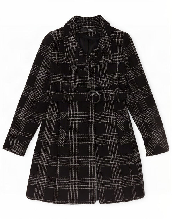 Jane Norman Womens Double Breasted Coat US 8 Medium Black Check Wool