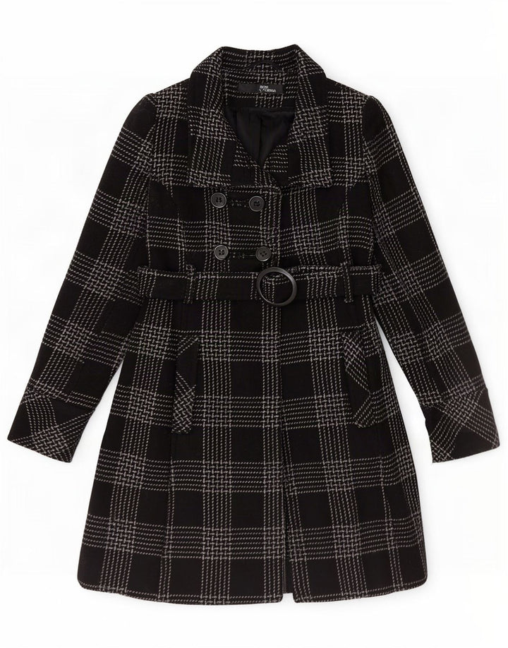 Jane Norman Womens Double Breasted Coat US 8 Medium Black Check Wool