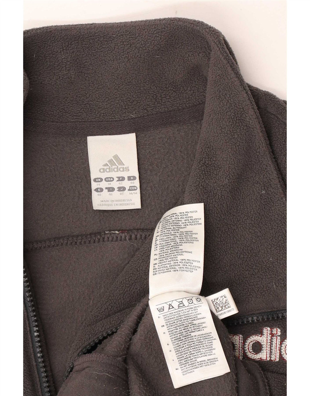 Adidas Womens Graphic Fleece Jacket UK 14 Medium Grey Polyester