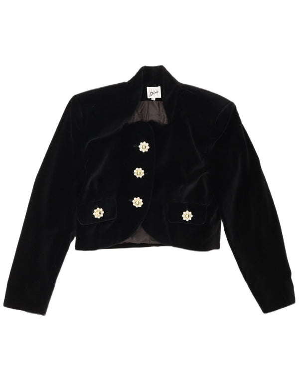 Max Dine Womens Velvet Bolero Jacket IT 44 Medium Black Cotton