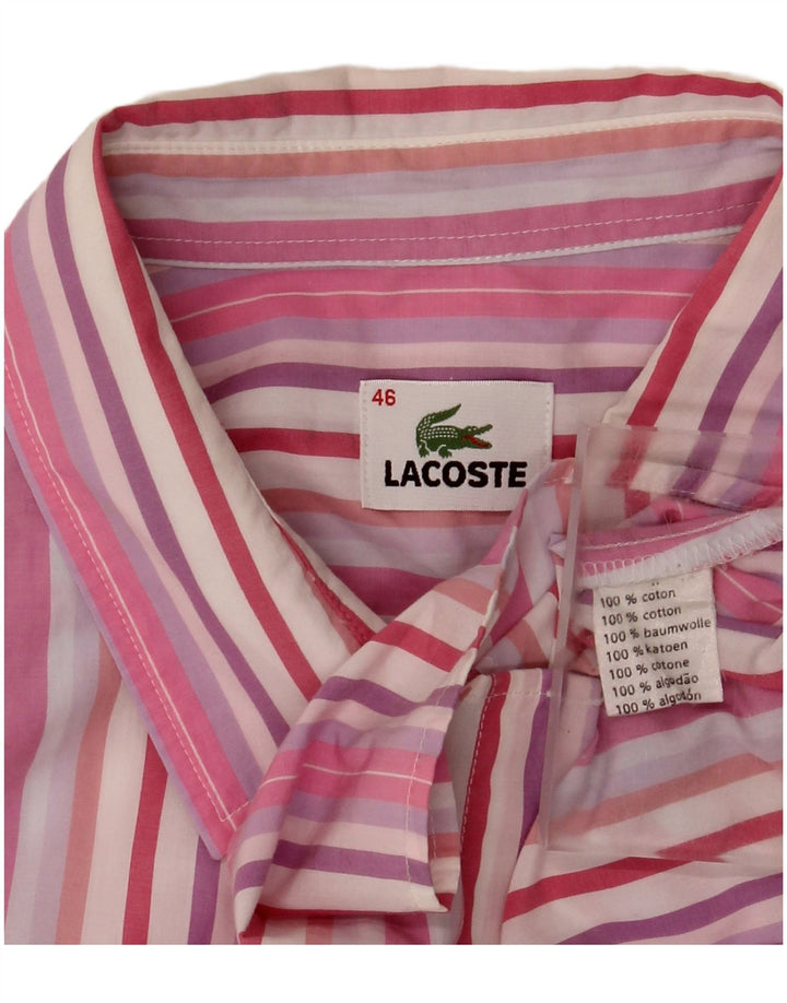 Lacoste Womens 3/4 Sleeve Shirt Size 46 XL Multicoloured Striped Cotton