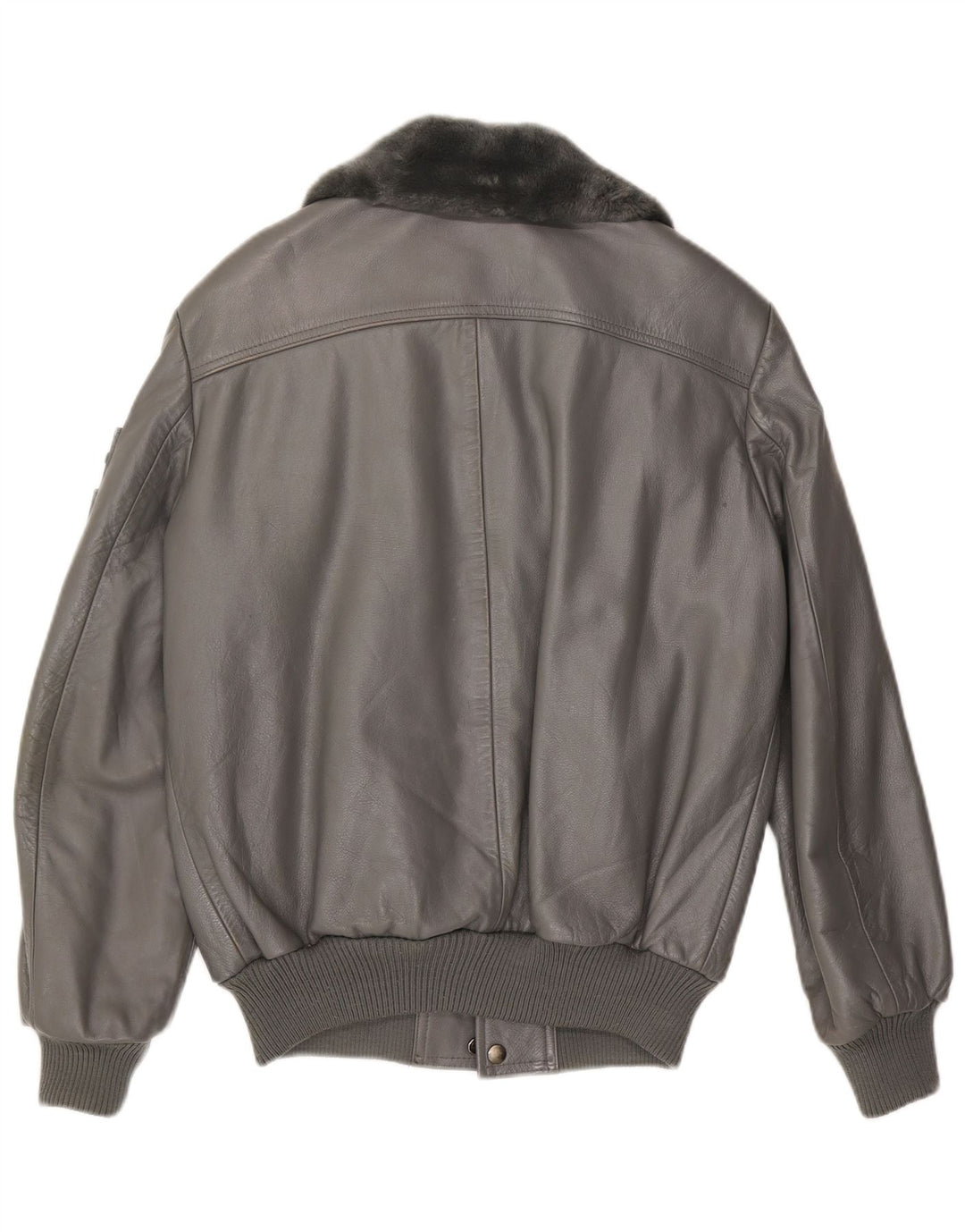 Vintage Mens Bomber Leather Jacket EU 52 XL Grey Leather