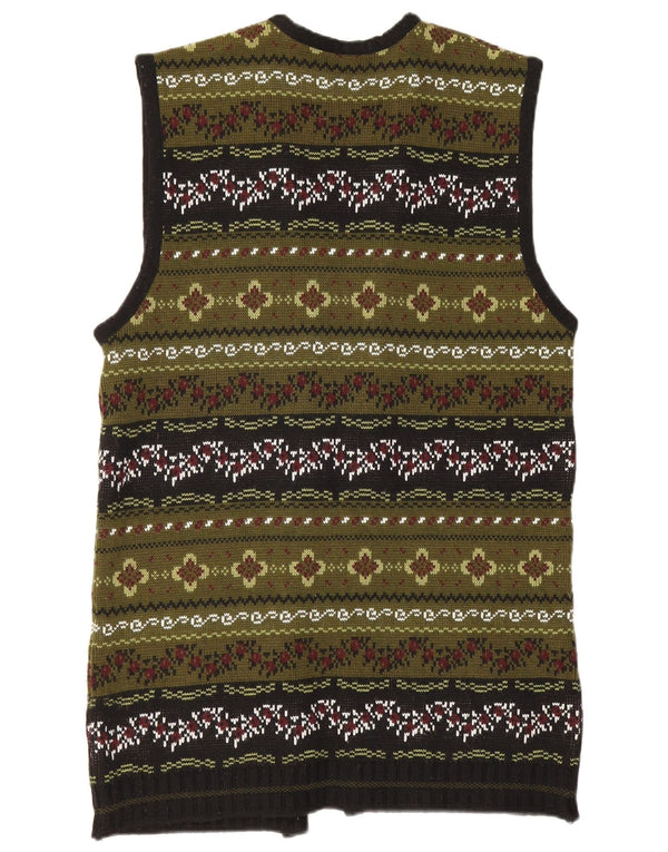 Vintage Womens Longline Sleeveless Cardigan Sweater UK 12 Medium Green