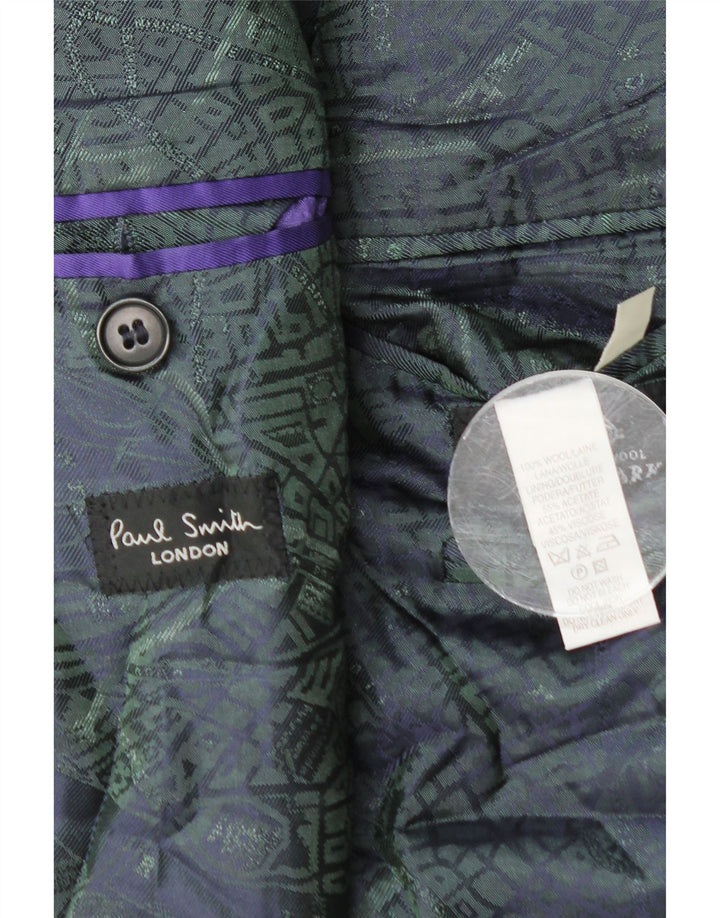 Paul Smith Mens 3 Button Blazer Jacket UK 40 Large Navy Blue Gingham Wool