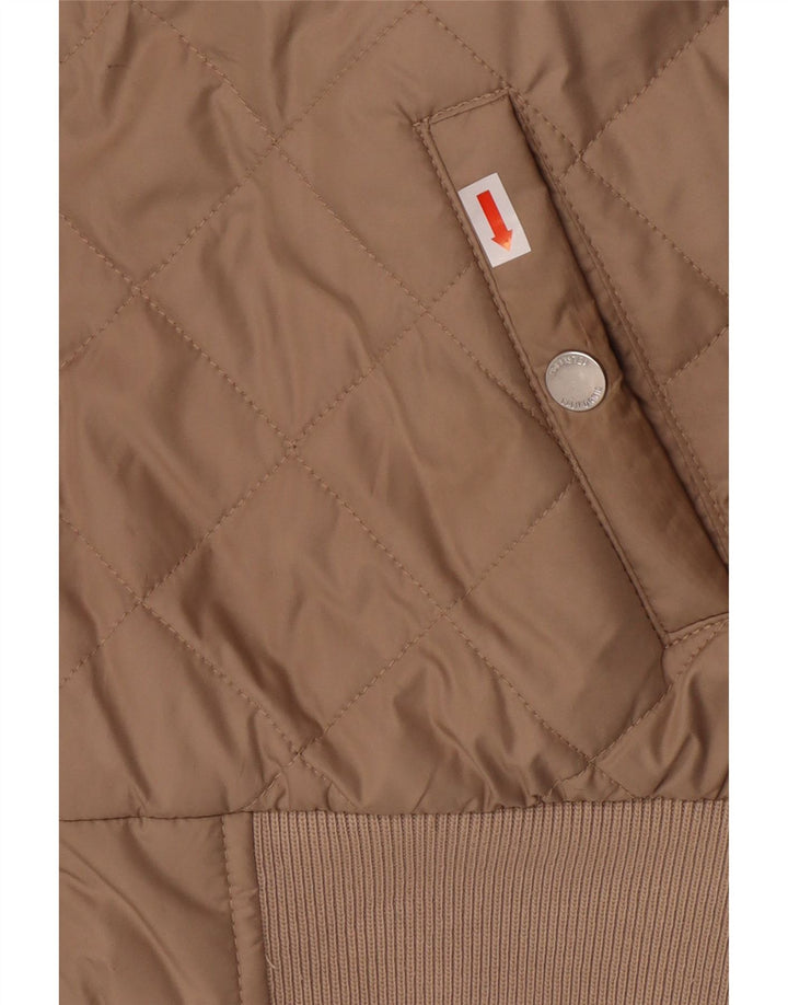 HOLLISTER Womens Hooded Quilted Jacket UK 10 Small Beige Polyester