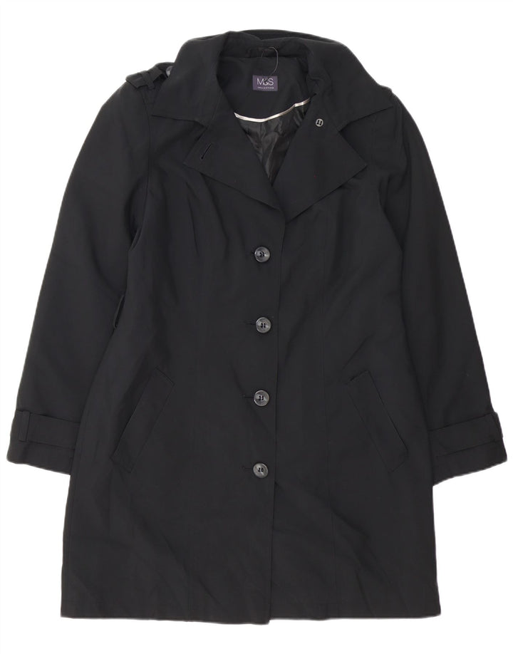 Marks & Spencer Womens Trench Coat UK 14 Large Black Polyester