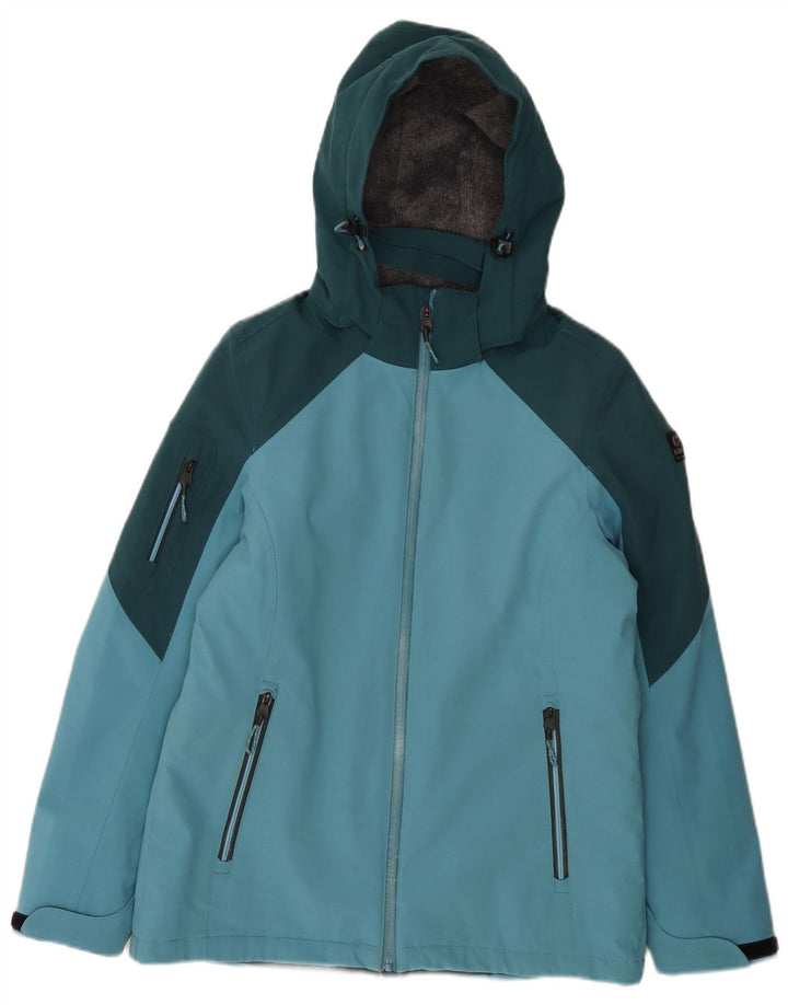 Killtec Womens Hooded Windbreaker Jacket EU 38 Medium Blue Colourblock