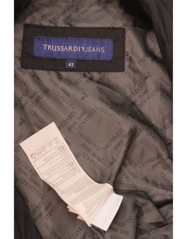 Trussardi Jeans Womens Crop Padded Jacket IT 42 Medium Black Polyester