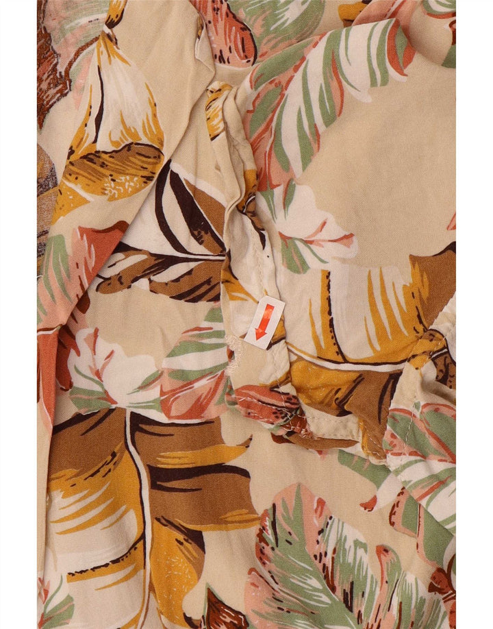 Marrakech Mens Shirt Medium Beige Floral Cotton