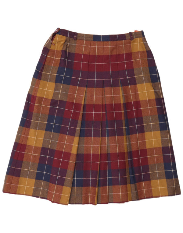 Escada Womens Pleated A-Line Skirt W30 Medium Multicoloured Plaid Wool