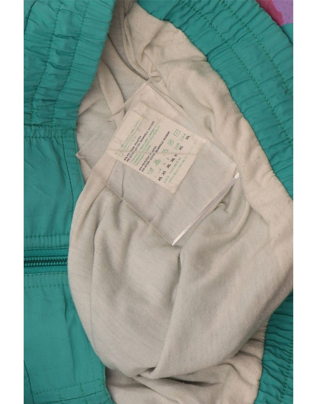 VINTAGE Mens Tracksuit Top Jacket XL Turquoise Colourblock Polyester