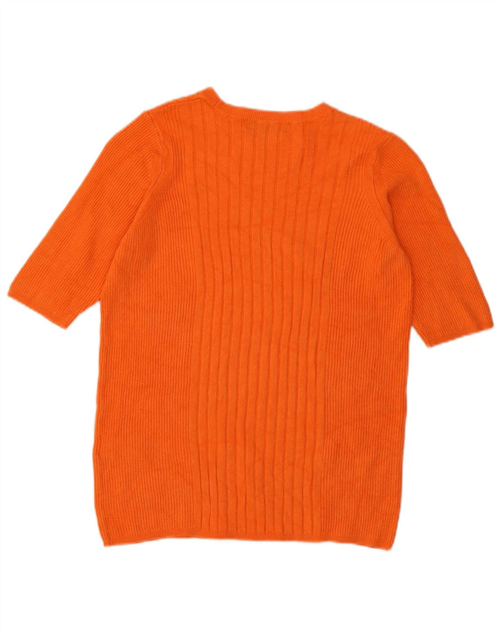 Marks & Spencer Womens Crew Neck Jumper Sweater UK 12 Medium Orange