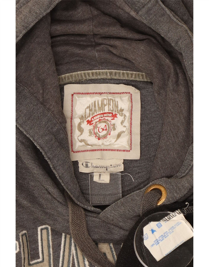 CHAMPION Womens Graphic Hoodie Jumper UK 16 Large Grey Cotton