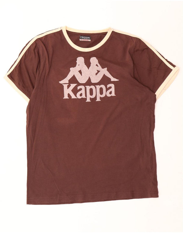 Kappa Mens Graphic T-Shirt Top Large Brown Cotton