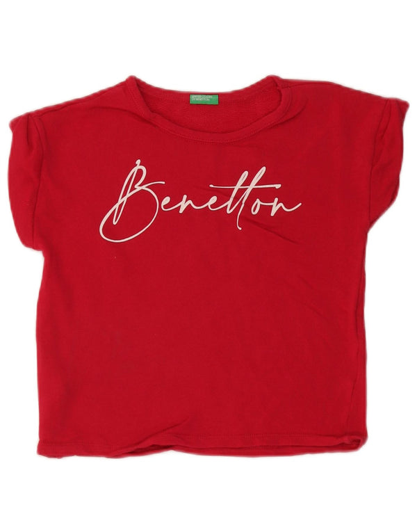 Benetton Girls Graphic T-Shirt Top 7-8 Years Red
