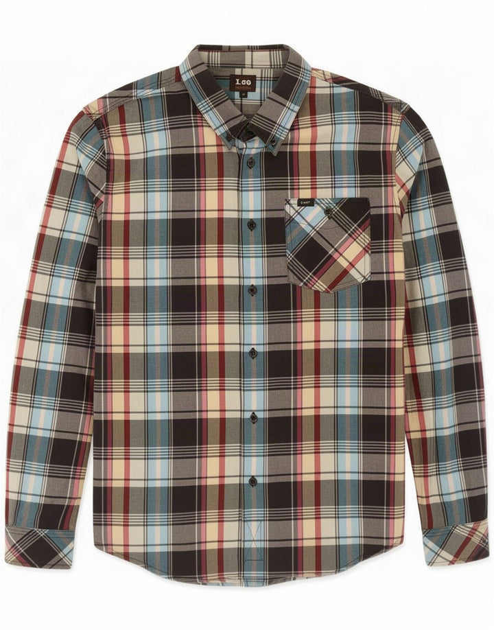 Lee Mens Shirt Medium Multicoloured Plaid Cotton