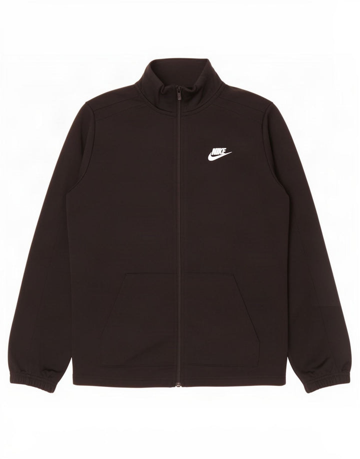 Nike Boys Graphic Tracksuit Top Jacket 12-13 Years XL Black Polyester