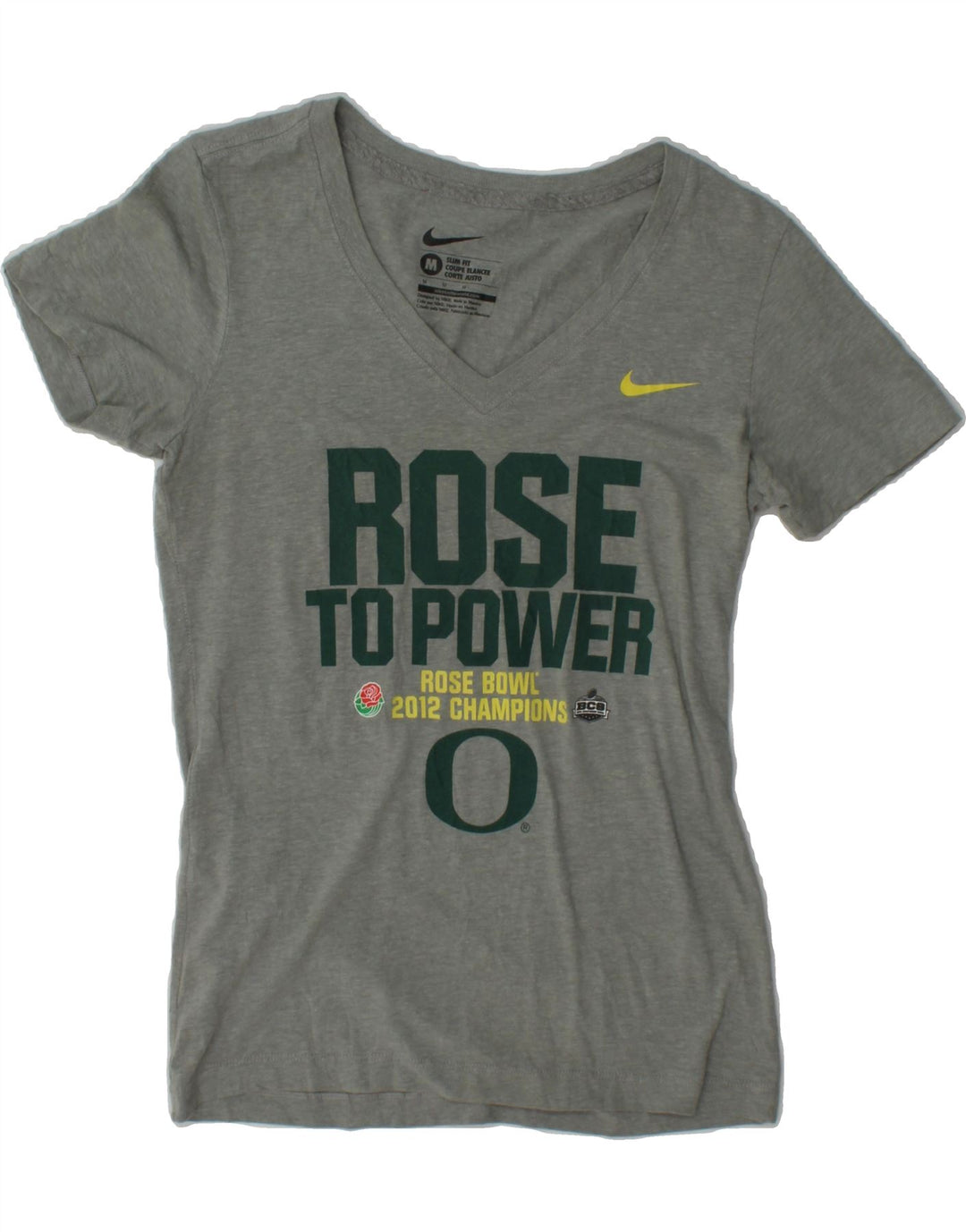 NIKE Womens Slim Fit Graphic T-Shirt Top UK 12 Medium Grey Polyester Vintage Nike and Second-Hand Nike from Messina Hembry 