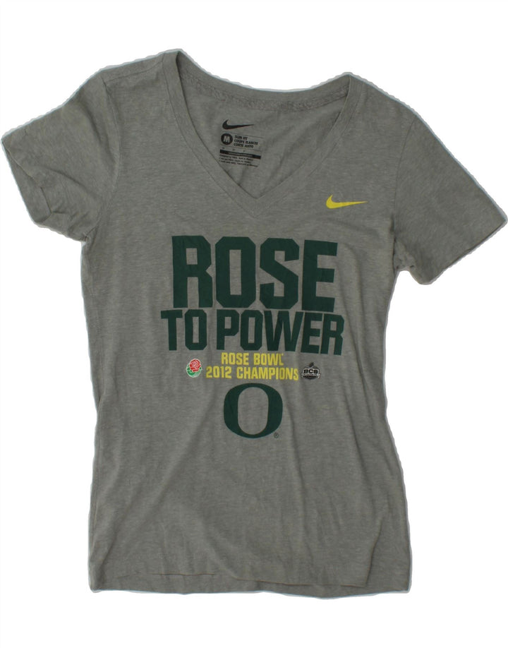 NIKE Womens Slim Fit Graphic T-Shirt Top UK 12 Medium Grey Polyester Vintage Nike and Second-Hand Nike from Messina Hembry 