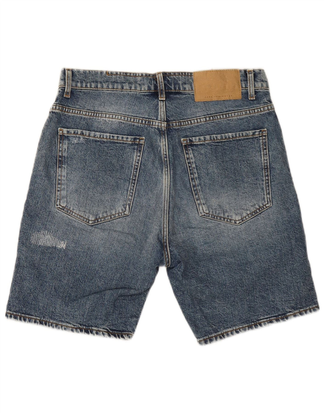 Zara Mens Distressed Denim Shorts EU 40 Medium W31 Blue