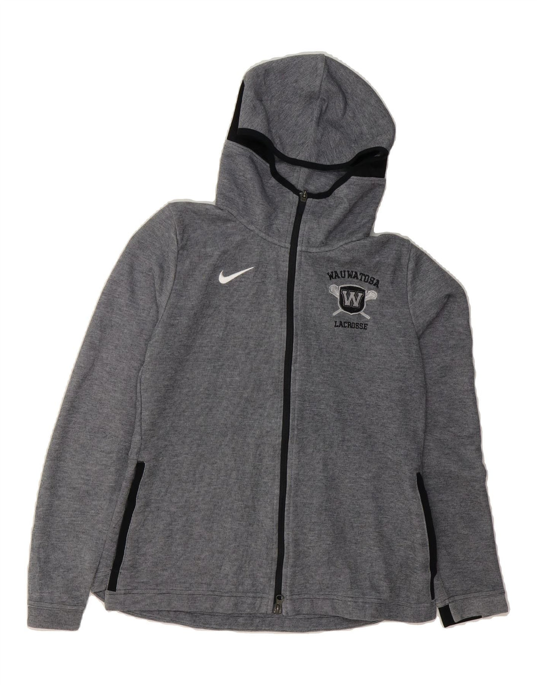 NIKE Womens Dri Fit Zip Hoodie Sweater UK 12 Medium Grey Polyester Vintage Nike and Second-Hand Nike from Messina Hembry 