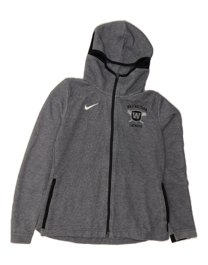 NIKE Womens Dri Fit Zip Hoodie Sweater UK 12 Medium Grey Polyester Vintage Nike and Second-Hand Nike from Messina Hembry 