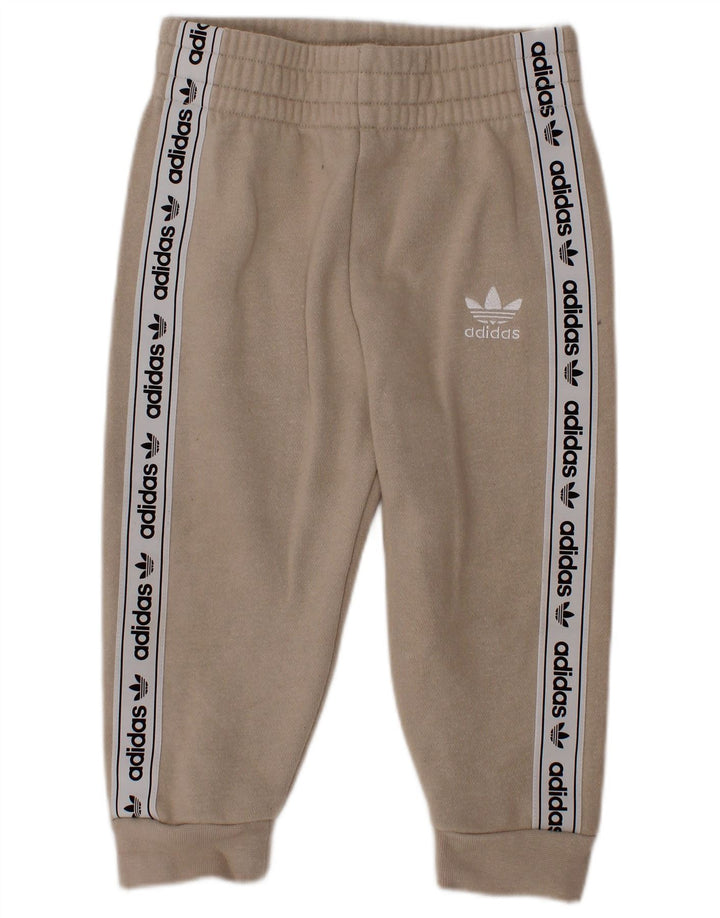 ADIDAS Baby Boys Graphic Joggers Tracksuit Trousers 12-18 Months  Beige