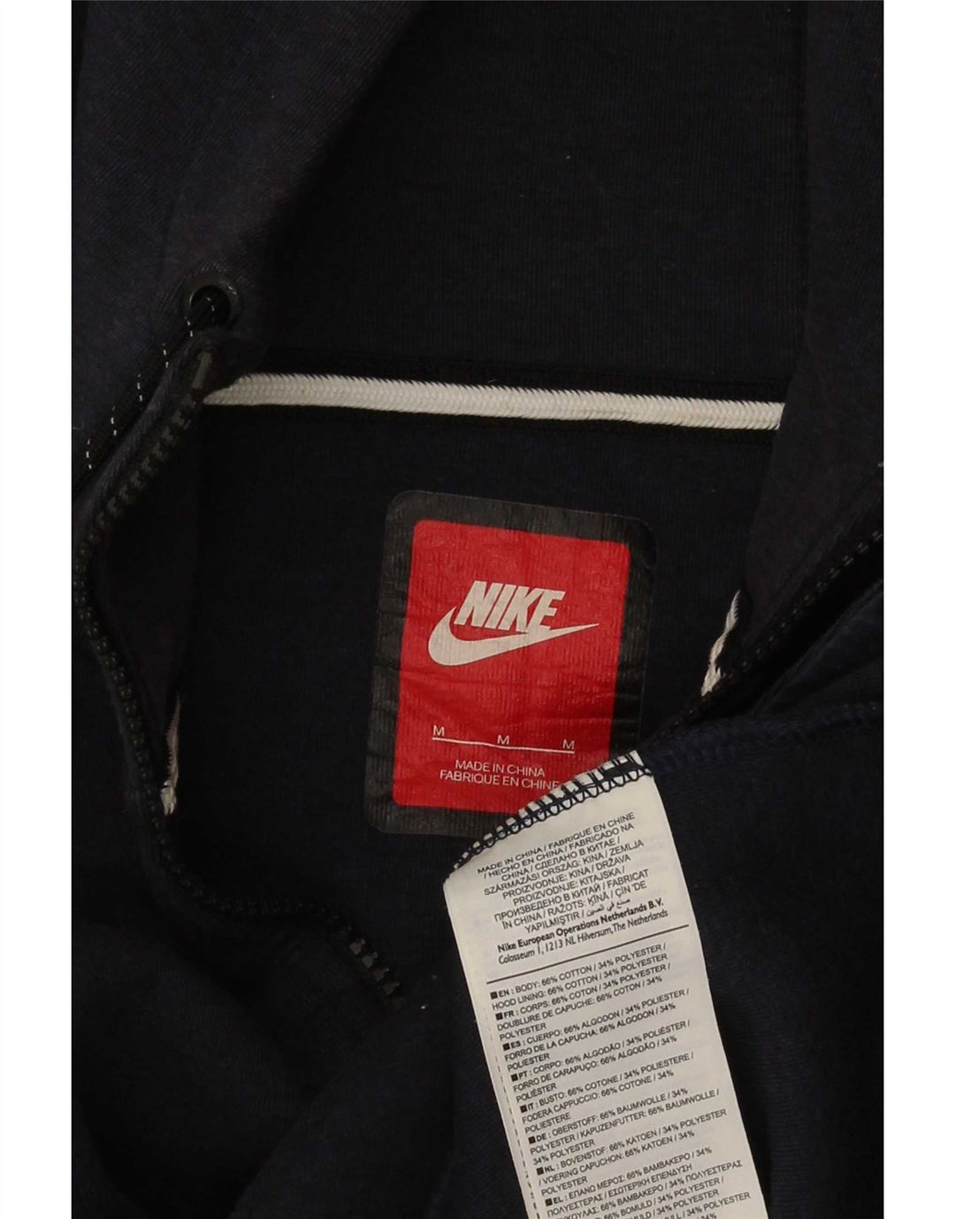Nike Mens Zip Hoodie Sweater Medium Navy Blue Cotton