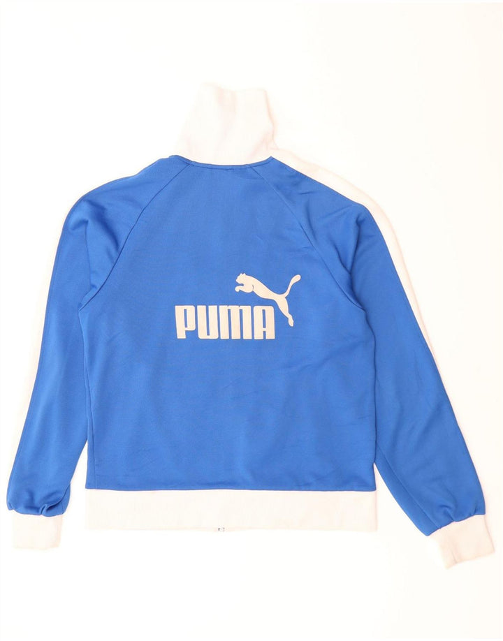 PUMA Womens Graphic Tracksuit Top Jacket UK 16 Large Blue Colourblock
