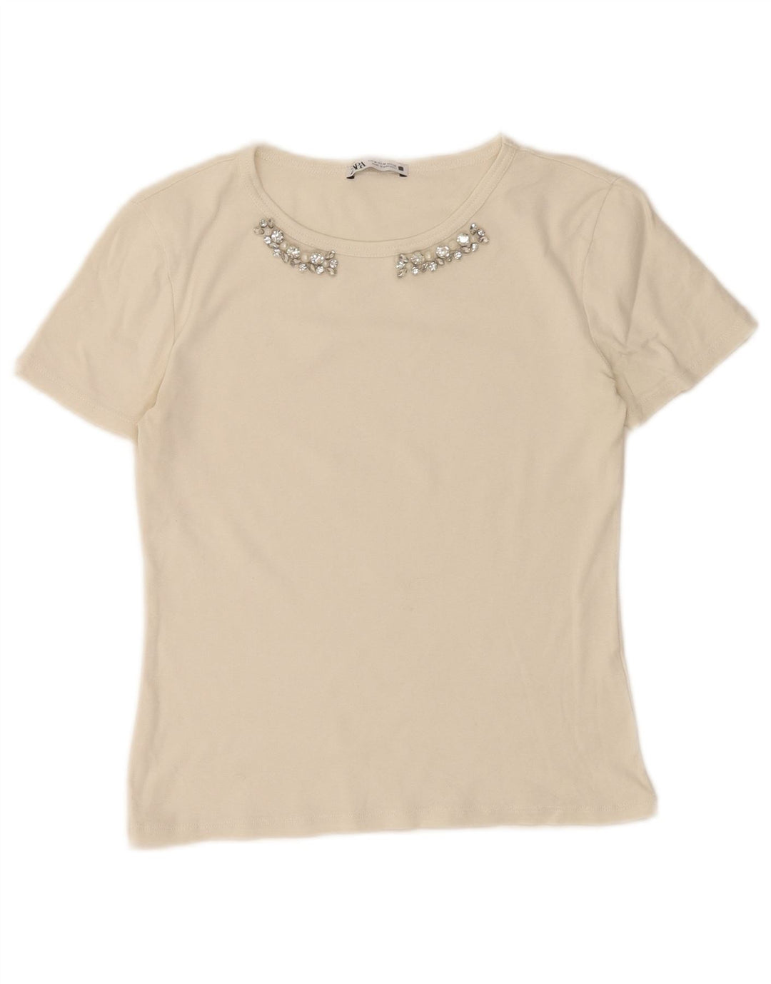 Zara Womens T-Shirt Top UK 12 Medium White