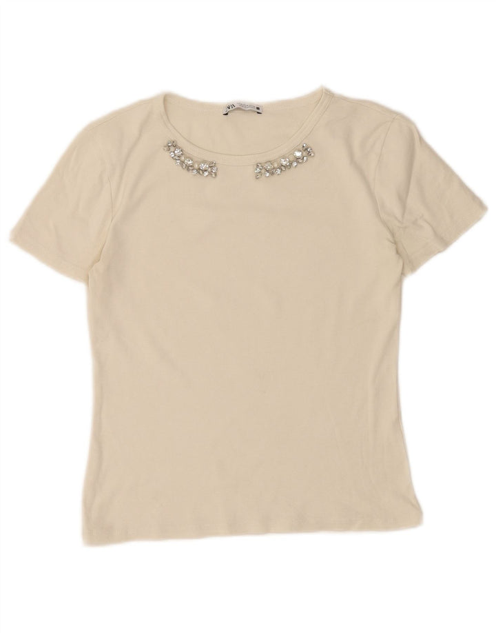 Zara Womens T-Shirt Top UK 12 Medium White