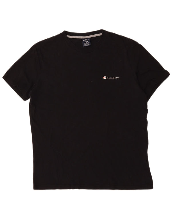 Champion Mens T-Shirt Top Large Black Cotton