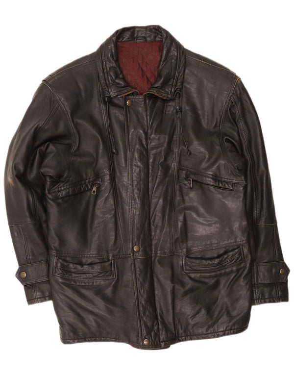 Vintage Mens Leather Jacket IT 48 Medium Black