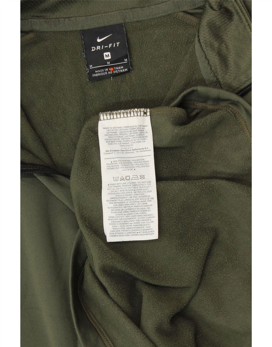 NIKE Mens Dri Fit Graphic Pullover Tracksuit Top Medium Khaki Colourblock