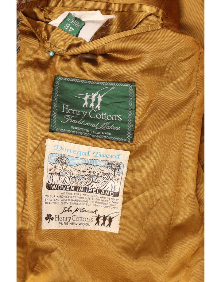 Henry Cottons Mens 2 Button Blazer Jacket IT 48 Medium Brown Houndstooth