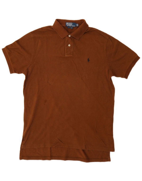 Polo Ralph Lauren Mens Custom Fit Polo Shirt Large Brown Cotton