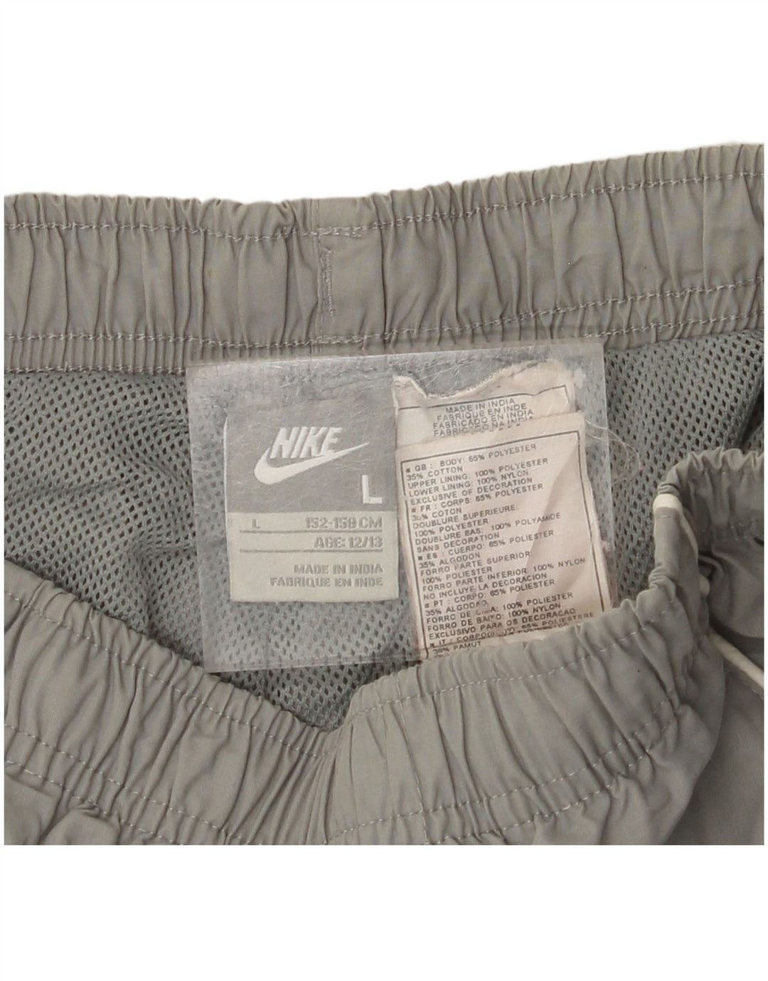 NIKE Girls Tracksuit Trousers 12-13 Years Large Grey Colourblock Polyester
