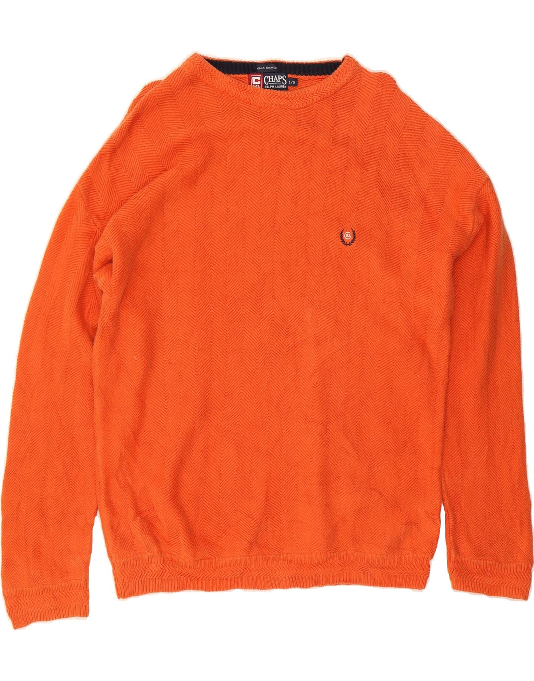 CHAPS Mens Boat Neck Jumper Sweater Large Orange Cotton Vintage Chaps and Second-Hand Chaps from Messina Hembry 