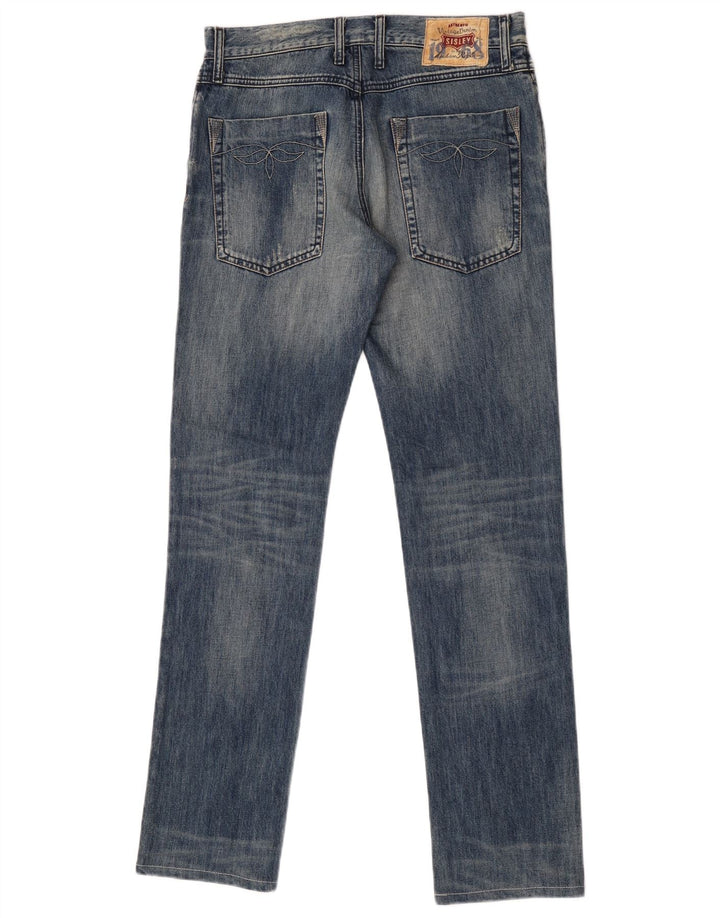 Sisley Mens Distressed Slim Jeans W31 L33 Blue Cotton