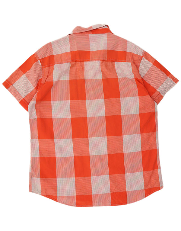 Wrangler Mens Short Sleeve Regular Fit Shirt 2XL Orange Check Cotton