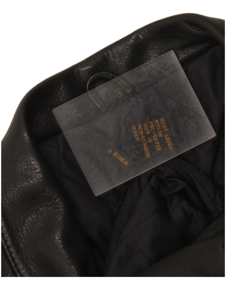 VINTAGE Womens Leather Biker Jacket UK 18 XL Black Leather