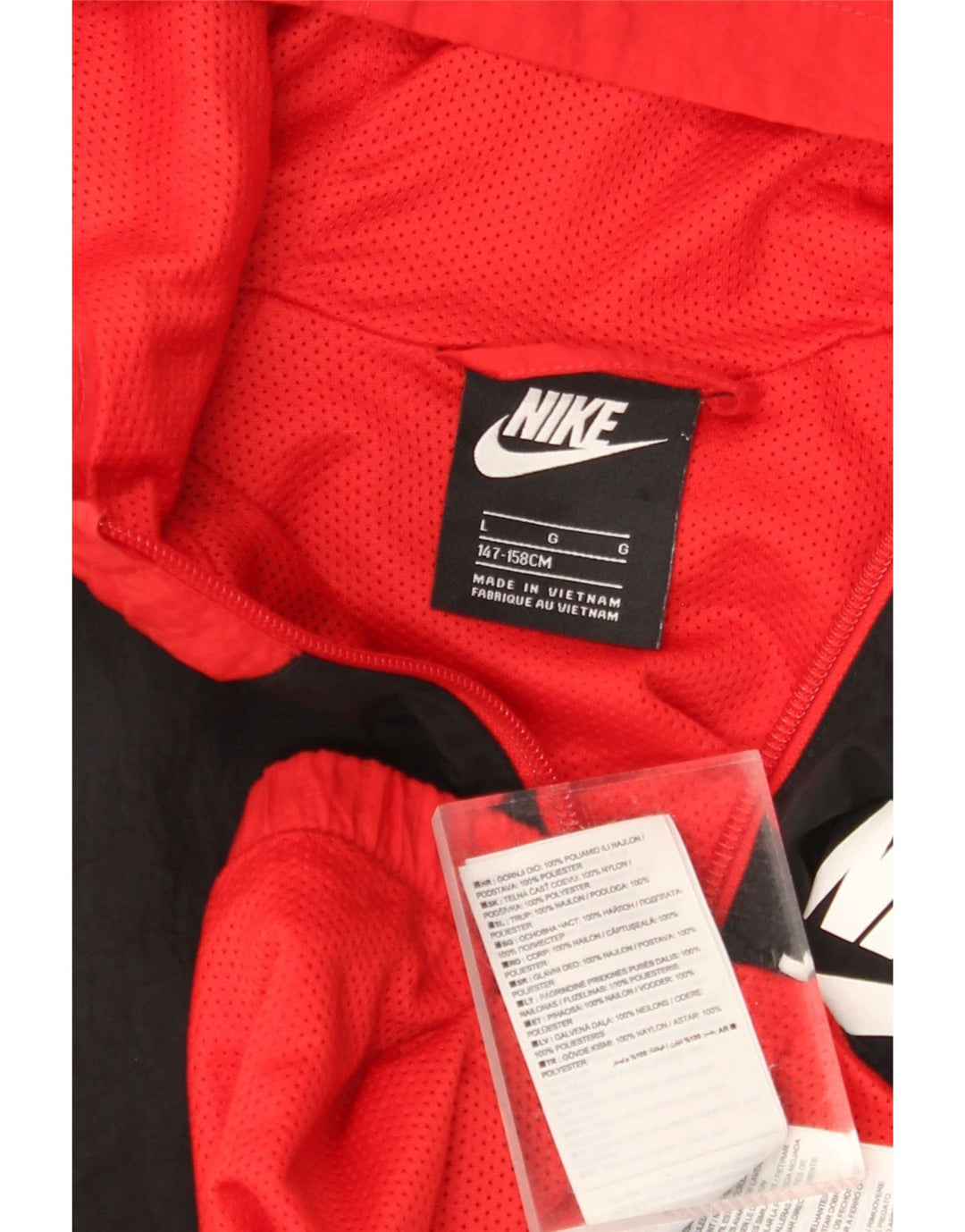 NIKE Boys Graphic Tracksuit Top Jacket 12-13 Years Large Red Colourblock