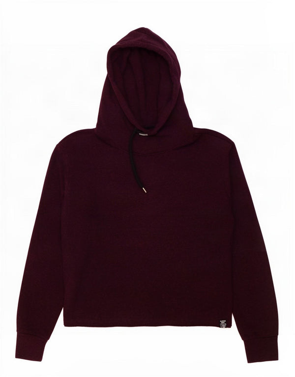 Superdry Womens Hoodie Jumper UK 16 Large Burgundy Cotton