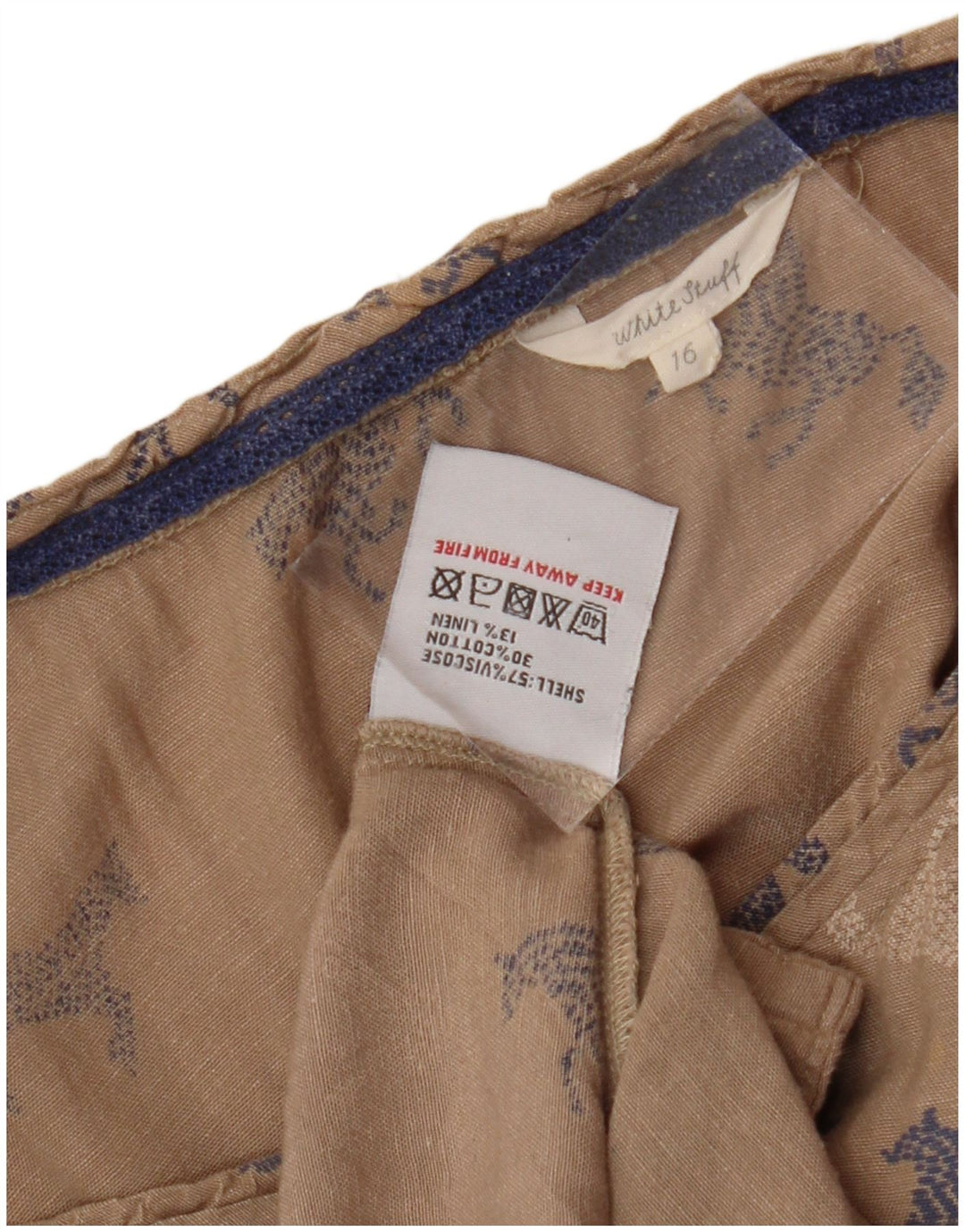 WHITE STUFF Womens Graphic A-Line Dress UK 16 Large  Beige Animal Print