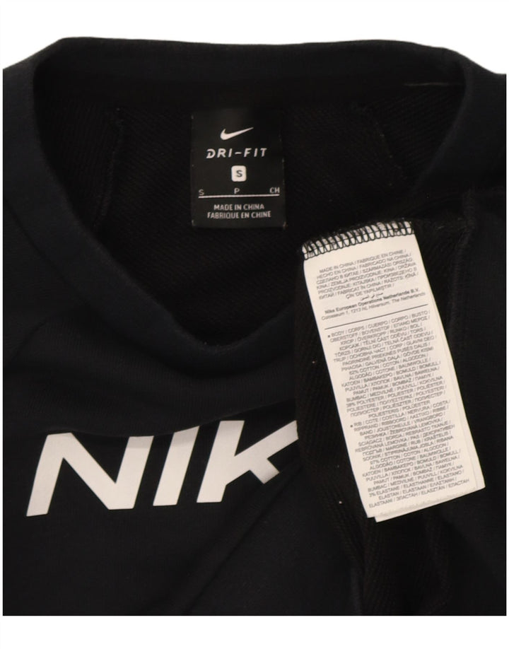 Nike Womens Crop Graphic Oversized Sweatshirt Jumper UK 10 Small Black